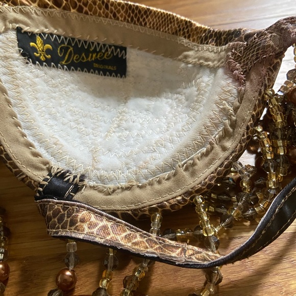 Vintage 80s Gold Snake Skin 4 Pc Beaded Belly Dance Cabaret S - Picture 9 of 10